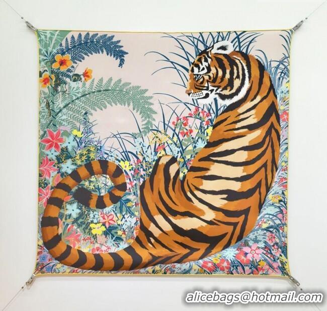 Best Price Hermes Tiger Tyger Silk Square Scarf 90x90cm 1175 Light Grey 2025
