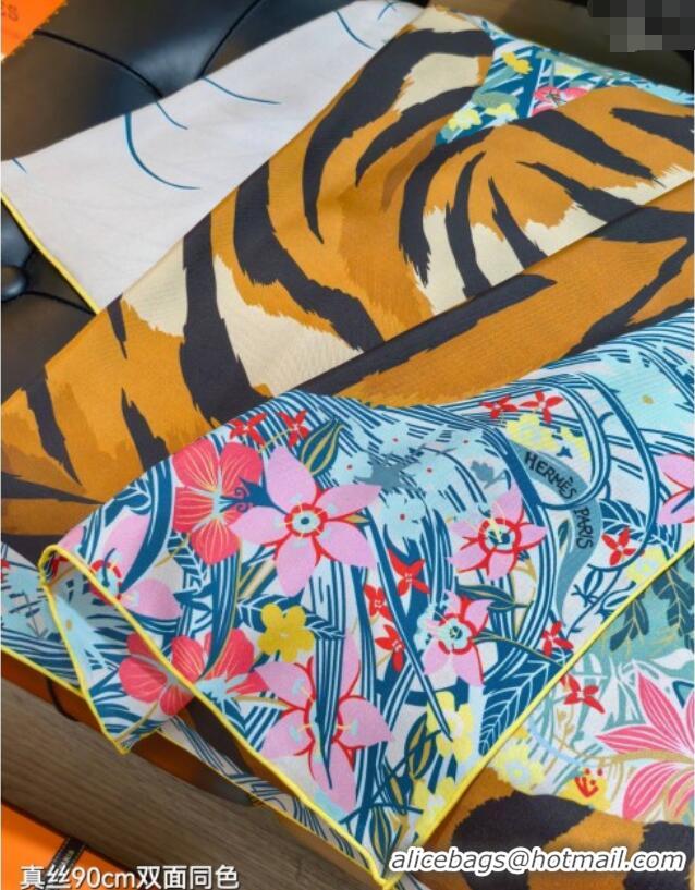 Best Price Hermes Tiger Tyger Silk Square Scarf 90x90cm 1175 Light Grey 2025