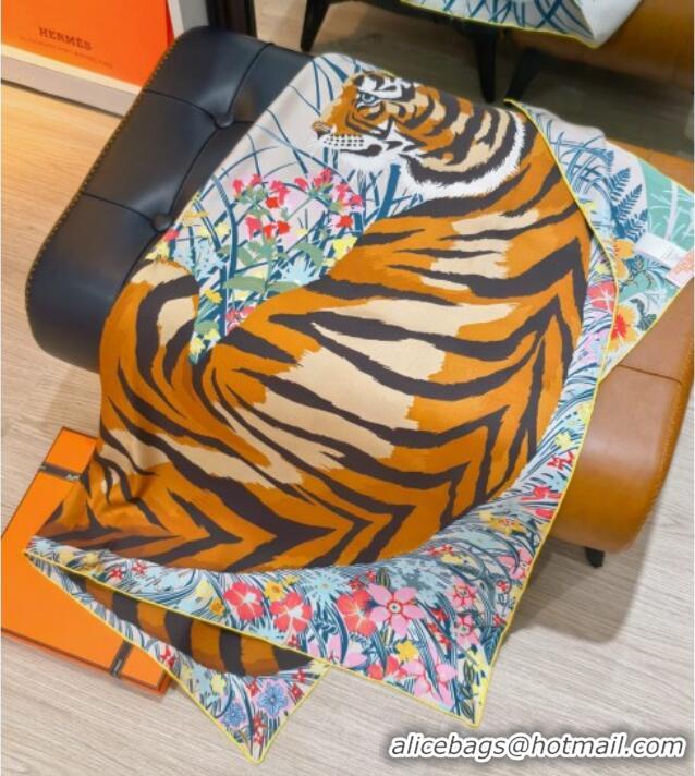 Best Price Hermes Tiger Tyger Silk Square Scarf 90x90cm 1175 Light Grey 2025