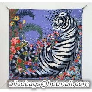 Market Sells Hermes Tiger Tyger Silk Square Scarf 90x90cm 1175 Blue 2025