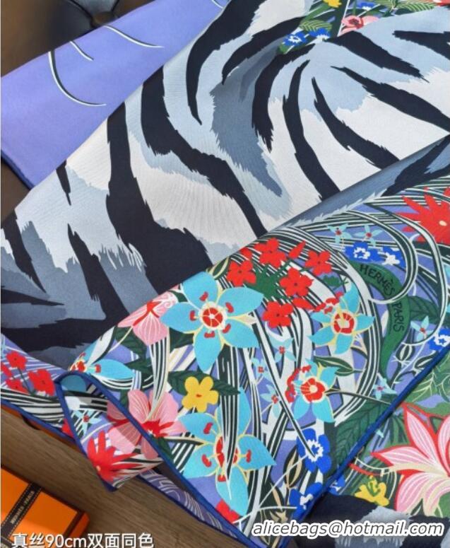 Market Sells Hermes Tiger Tyger Silk Square Scarf 90x90cm 1175 Blue 2025