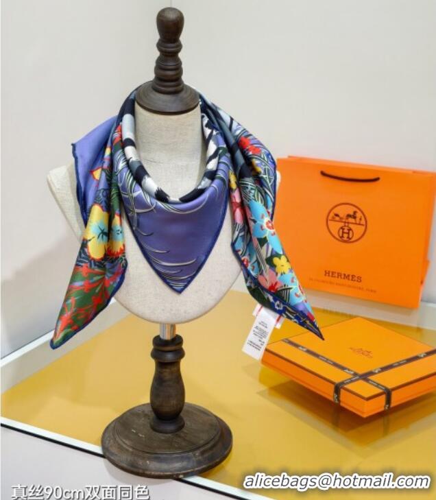 Market Sells Hermes Tiger Tyger Silk Square Scarf 90x90cm 1175 Blue 2025