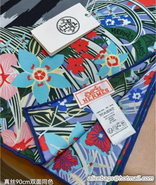 Market Sells Hermes Tiger Tyger Silk Square Scarf 90x90cm 1175 Blue 2025