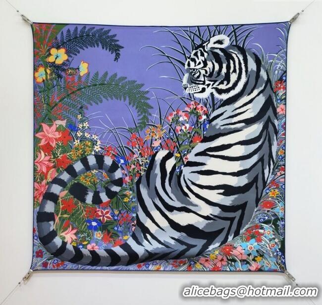 Market Sells Hermes Tiger Tyger Silk Square Scarf 90x90cm 1175 Blue 2025