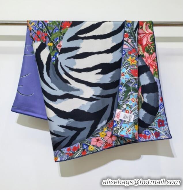 Market Sells Hermes Tiger Tyger Silk Square Scarf 90x90cm 1175 Blue 2025