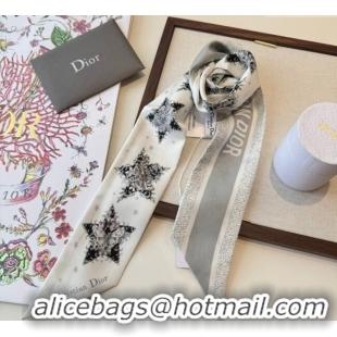 Original Cheap Dior Silk Star Bandeau Scarf 6x100cm DR111185 Grey 2025