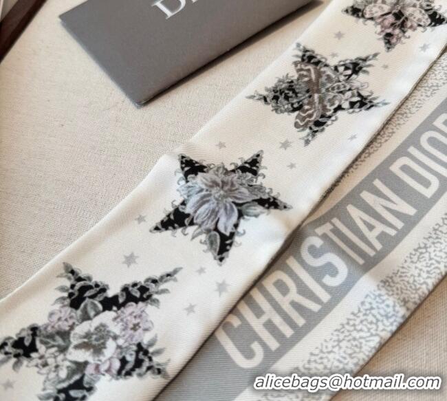 Original Cheap Dior Silk Star Bandeau Scarf 6x100cm DR111185 Grey 2025