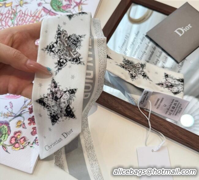 Original Cheap Dior Silk Star Bandeau Scarf 6x100cm DR111185 Grey 2025