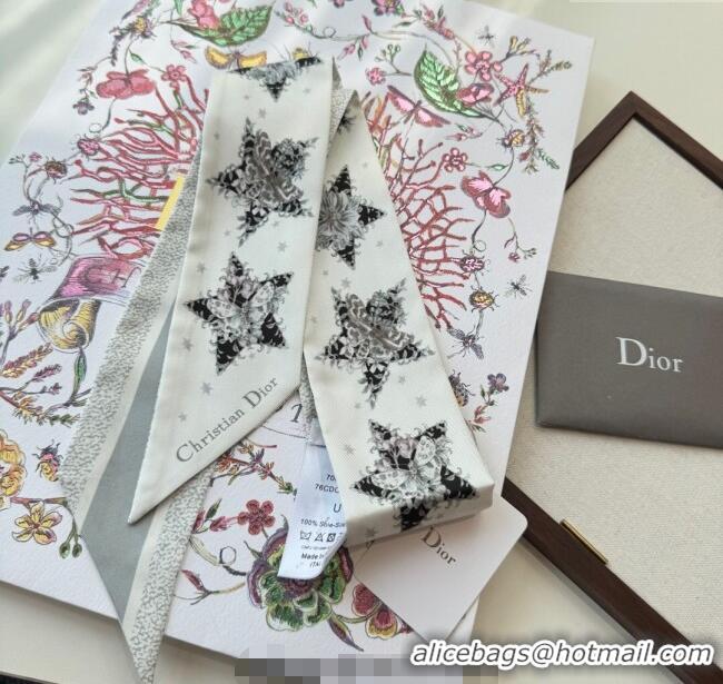 Original Cheap Dior Silk Star Bandeau Scarf 6x100cm DR111185 Grey 2025