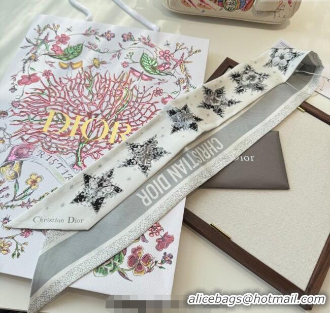 Original Cheap Dior Silk Star Bandeau Scarf 6x100cm DR111185 Grey 2025