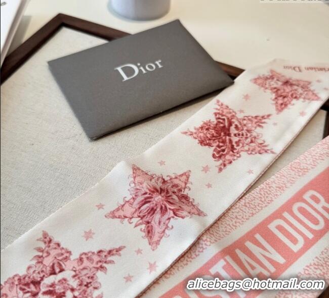 Buy Classic Dior Silk Star Bandeau Scarf 6x100cm DR111185 Light Pink 2025