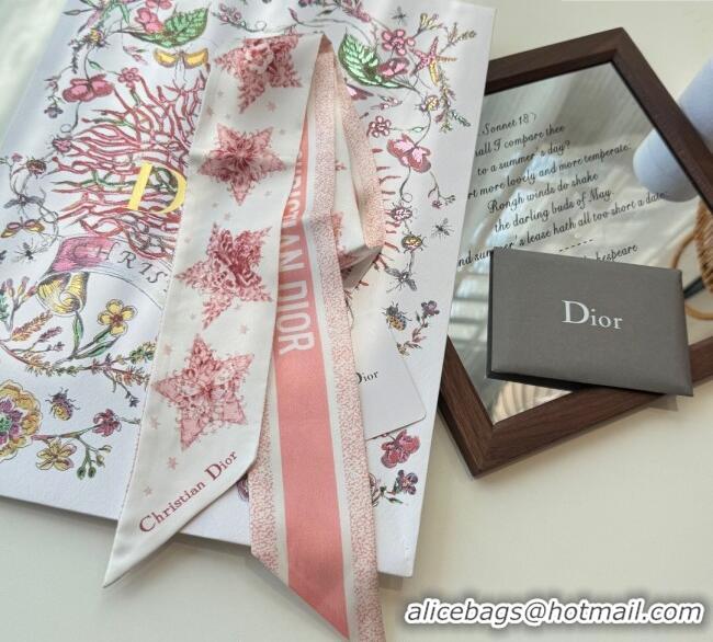 Buy Classic Dior Silk Star Bandeau Scarf 6x100cm DR111185 Light Pink 2025