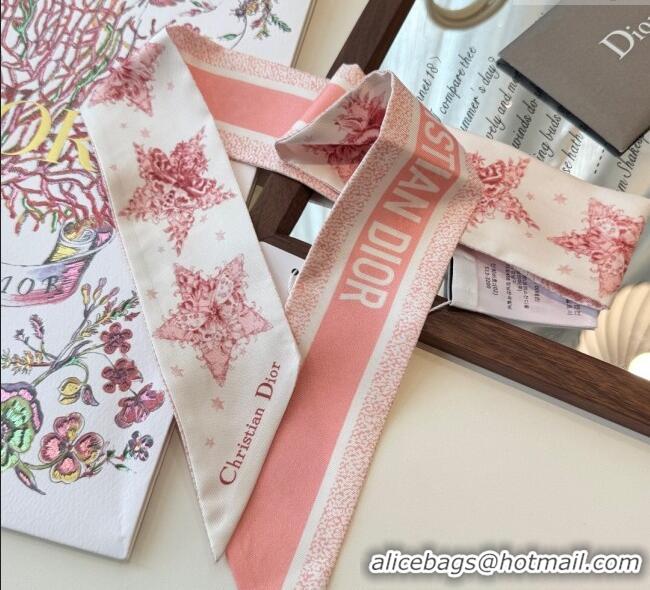 Buy Classic Dior Silk Star Bandeau Scarf 6x100cm DR111185 Light Pink 2025