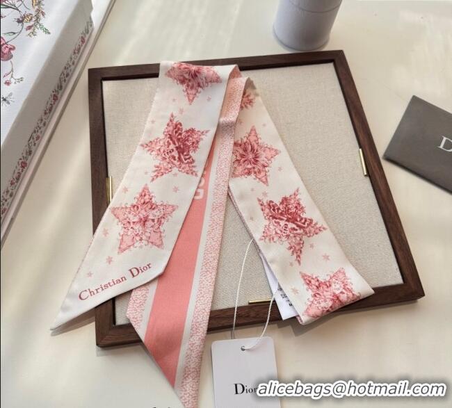 Buy Classic Dior Silk Star Bandeau Scarf 6x100cm DR111185 Light Pink 2025