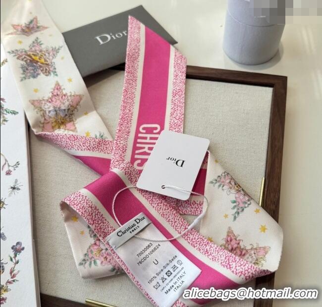 Traditional Discount Dior Silk Star Bandeau Scarf 6x100cm DR111185 Dark Pink 2025