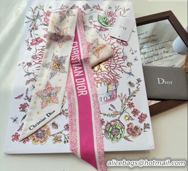 Traditional Discount Dior Silk Star Bandeau Scarf 6x100cm DR111185 Dark Pink 2025