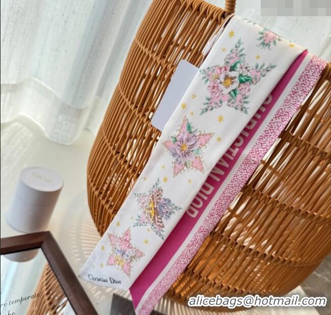 Traditional Discount Dior Silk Star Bandeau Scarf 6x100cm DR111185 Dark Pink 2025