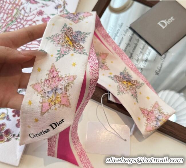 Traditional Discount Dior Silk Star Bandeau Scarf 6x100cm DR111185 Dark Pink 2025