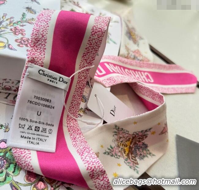 Traditional Discount Dior Silk Star Bandeau Scarf 6x100cm DR111185 Dark Pink 2025