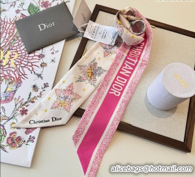 Traditional Discount Dior Silk Star Bandeau Scarf 6x100cm DR111185 Dark Pink 2025