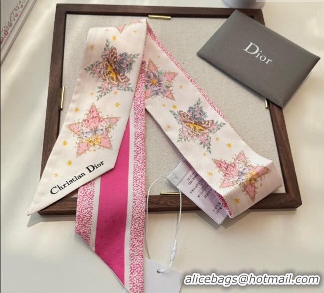 Traditional Discount Dior Silk Star Bandeau Scarf 6x100cm DR111185 Dark Pink 2025