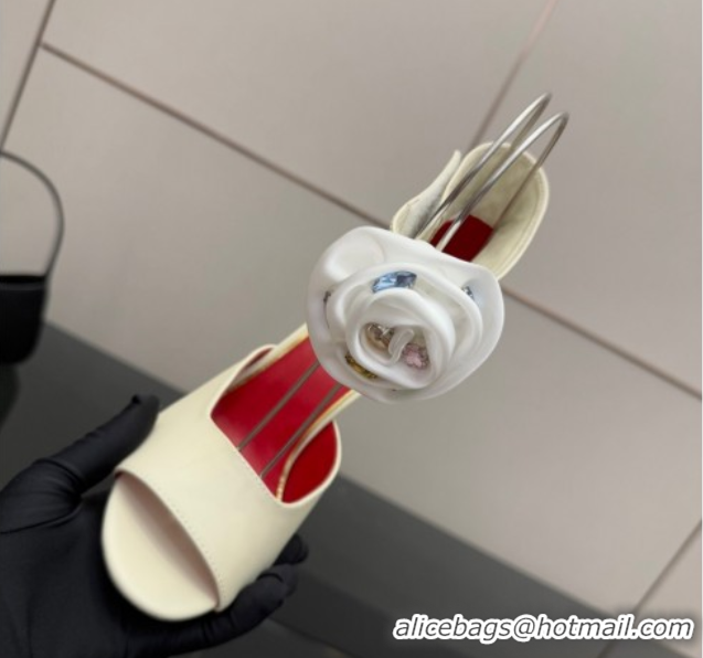 Good Looking Valentino Drip Rose Heel Sandals 10.5cm in Calfskin Leather White 1028007