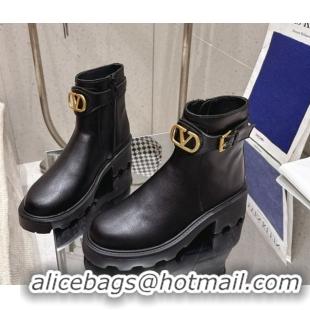 Unique Style Valentino VLogo Signature Strap Heel Ankle Boots 5.5cm in Calfskin Leather Black 1028009