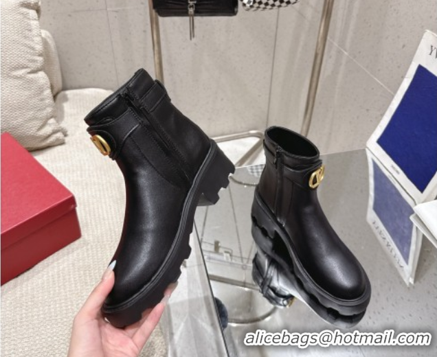 Unique Style Valentino VLogo Signature Strap Heel Ankle Boots 5.5cm in Calfskin Leather Black 1028009