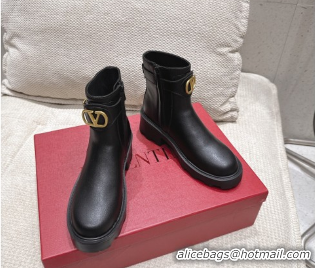 Unique Style Valentino VLogo Signature Strap Heel Ankle Boots 5.5cm in Calfskin Leather Black 1028009