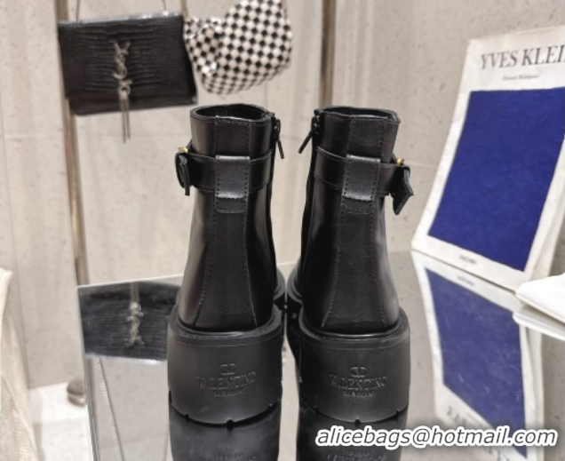 Unique Style Valentino VLogo Signature Strap Heel Ankle Boots 5.5cm in Calfskin Leather Black 1028009