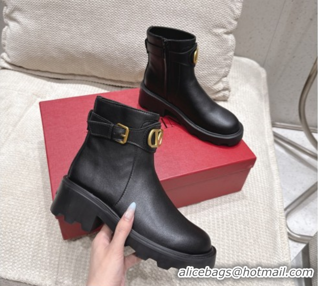 Unique Style Valentino VLogo Signature Strap Heel Ankle Boots 5.5cm in Calfskin Leather Black 1028009