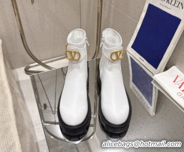 Top Grade Valentino VLogo Signature Strap Heel Ankle Boots 5.5cm in Calfskin Leather White 1028010