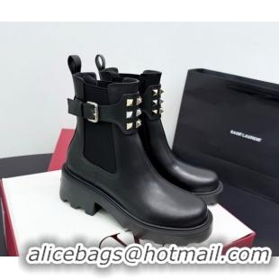 Best Product Valentino Rockstud Strap Heel Ankle Boots 5.5cm in Calfskin Leather Brown 1028018