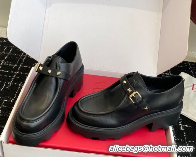 Luxurious Valentino Rockstud Strap Loafers 4.5cm in Calfskin Leather 1028021