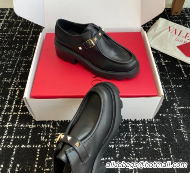 Luxurious Valentino Rockstud Strap Loafers 4.5cm in Calfskin Leather 1028021