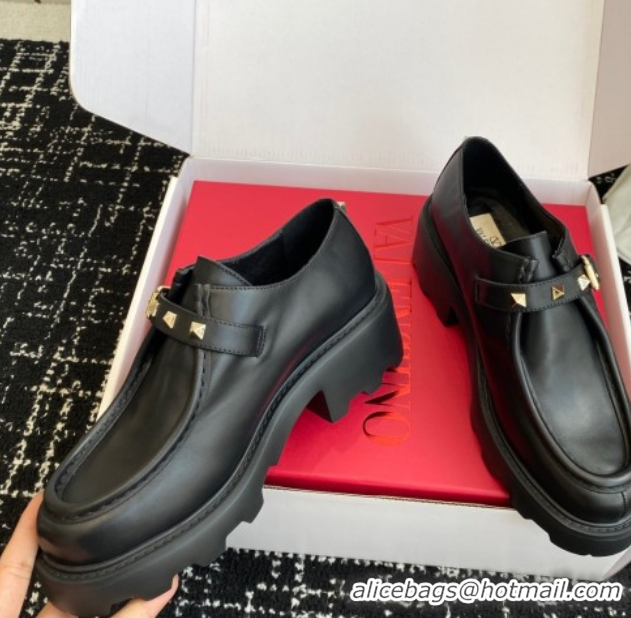 Luxurious Valentino Rockstud Strap Loafers 4.5cm in Calfskin Leather 1028021