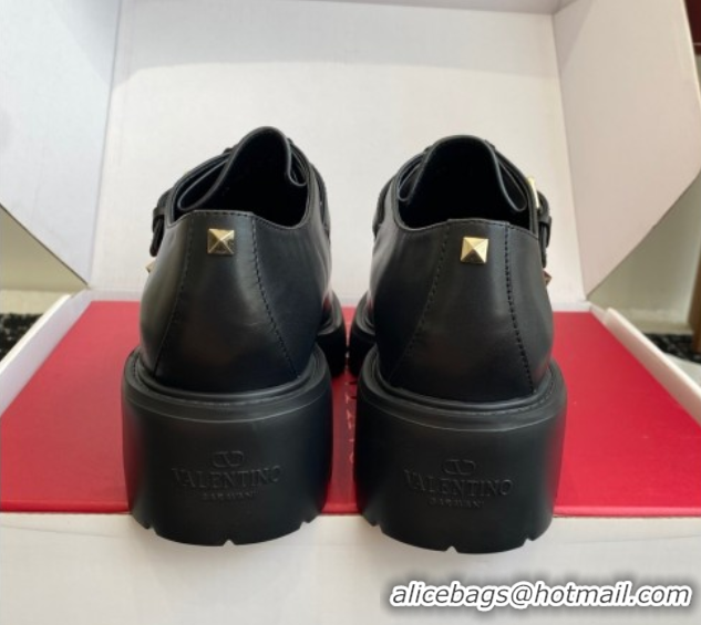 Luxurious Valentino Rockstud Strap Loafers 4.5cm in Calfskin Leather 1028021