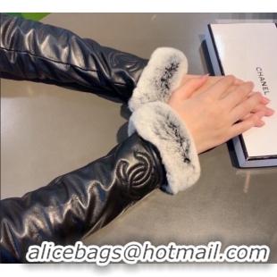Cheapest Chanel Lambskin and Rubbit Fur Sleeve 1206 Black 2023