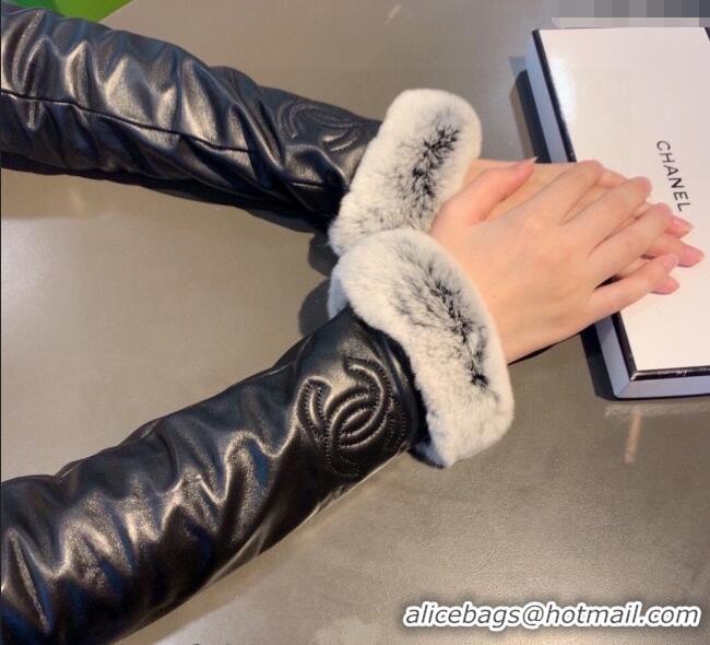 Cheapest Chanel Lambskin and Rubbit Fur Sleeve 1206 Black 2023