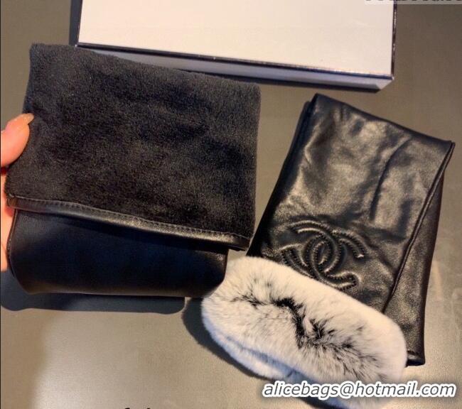 Cheapest Chanel Lambskin and Rubbit Fur Sleeve 1206 Black 2023