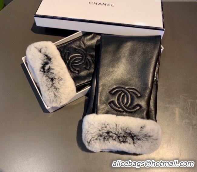 Cheapest Chanel Lambskin and Rubbit Fur Sleeve 1206 Black 2023