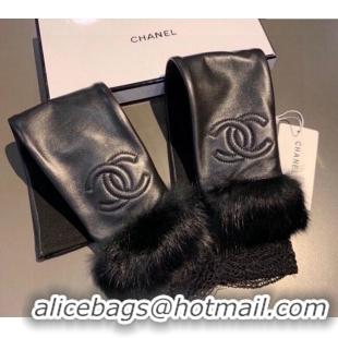 Original Cheap Chanel Lambskin and Fur Sleeve with Lace 1206 All Black 2023