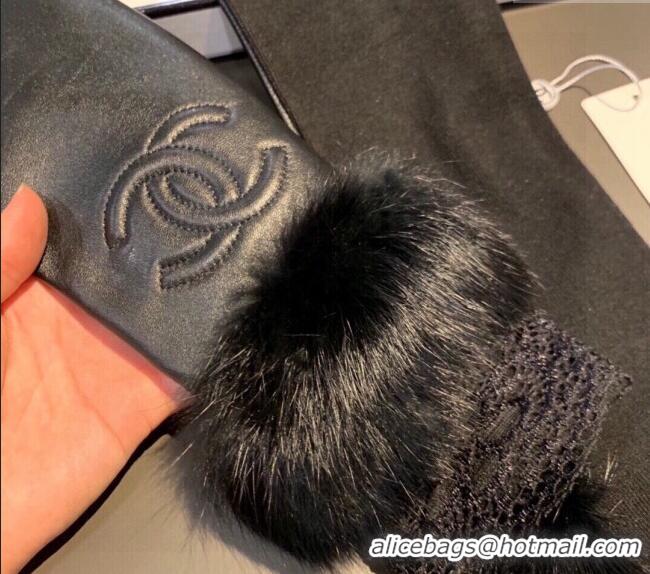 Original Cheap Chanel Lambskin and Fur Sleeve with Lace 1206 All Black 2023