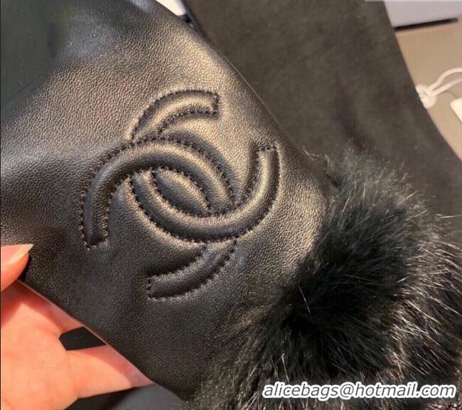 Original Cheap Chanel Lambskin and Fur Sleeve with Lace 1206 All Black 2023