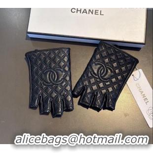 Original Cheap Chanel Quilted Lambskin Short Gloves 0111 Black 2024