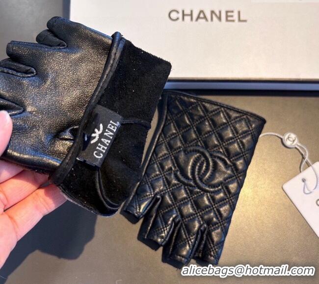 Original Cheap Chanel Quilted Lambskin Short Gloves 0111 Black 2024