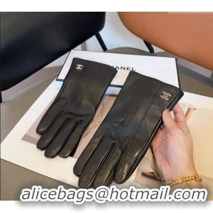 Inexpensive Chanel Lambskin and Cashmere Gloves with Metal-Tone CC 1023 Black 2024