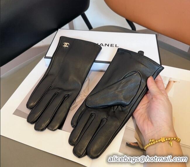 Inexpensive Chanel Lambskin and Cashmere Gloves with Metal-Tone CC 1023 Black 2024