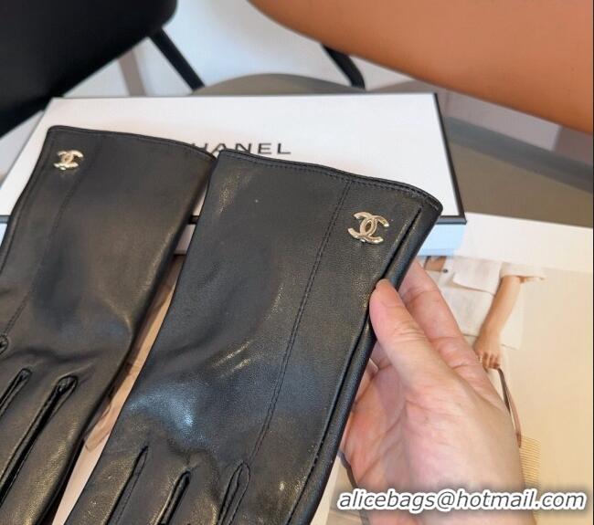 Inexpensive Chanel Lambskin and Cashmere Gloves with Metal-Tone CC 1023 Black 2024