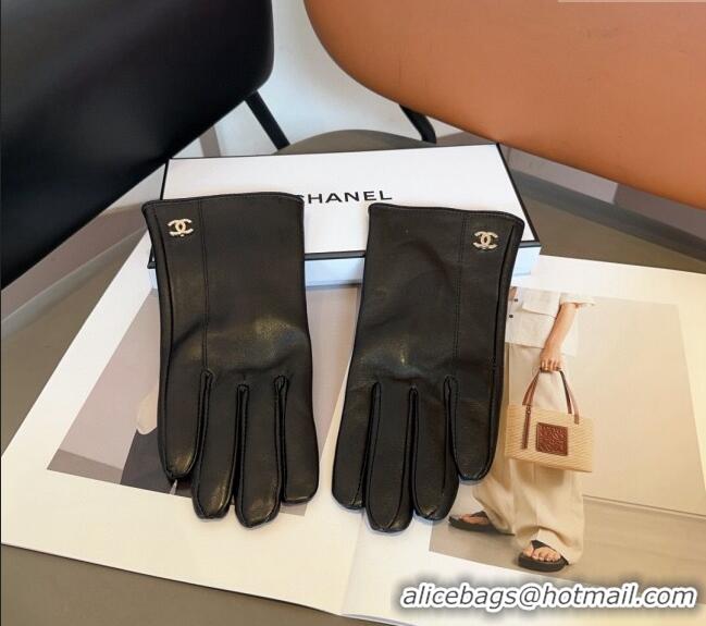 Inexpensive Chanel Lambskin and Cashmere Gloves with Metal-Tone CC 1023 Black 2024